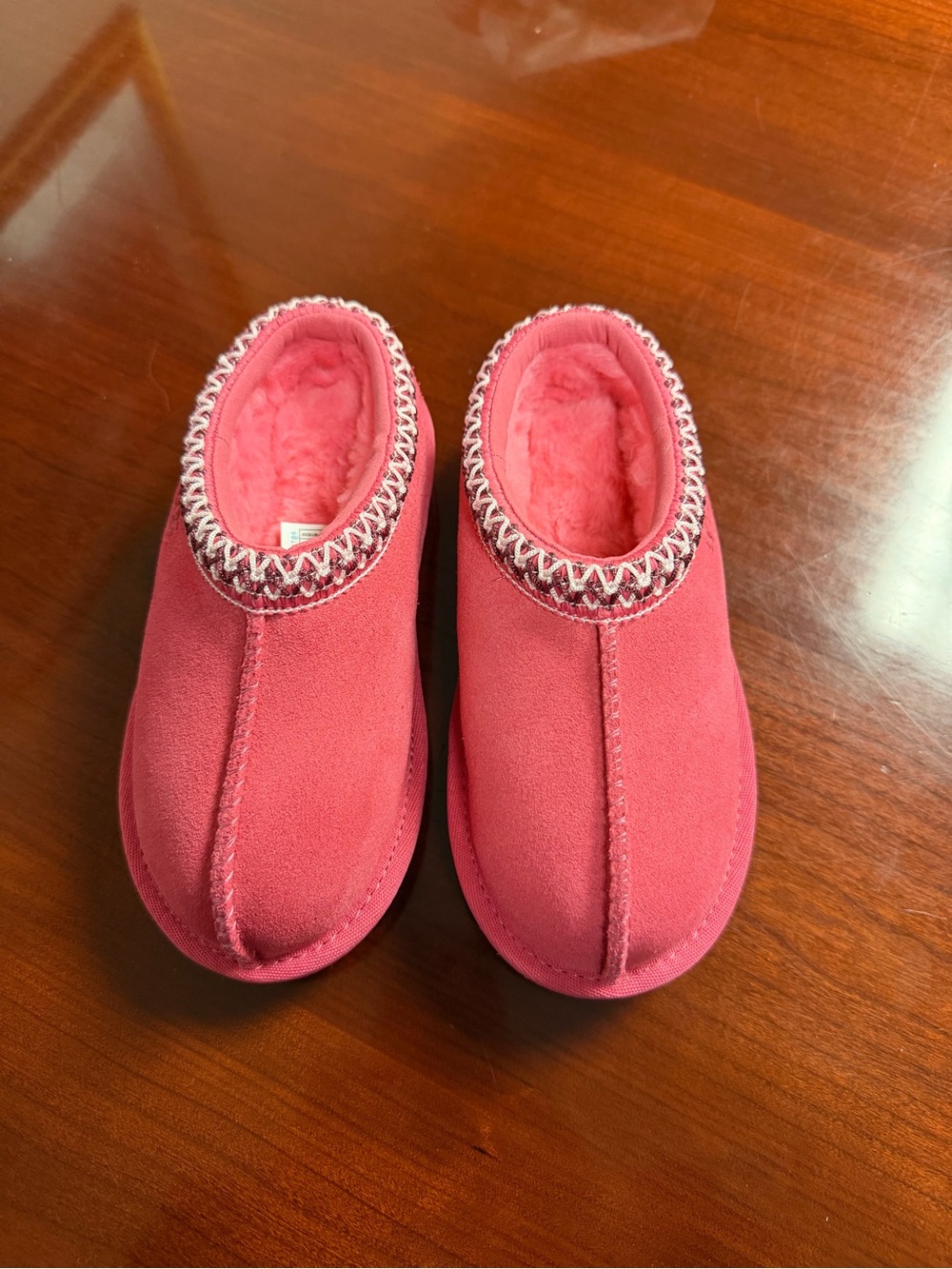 UGG Pink Braided Trim Shearling-Lined Slip-On